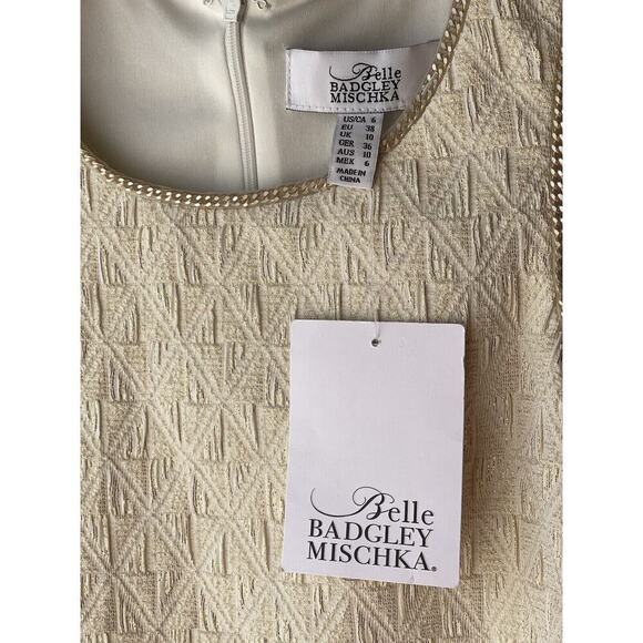 NWT Belle Badgley Mischa Vail Dress Ivory Size 6 Fully Lined Sheath Bodycon - Picture 3 of 12